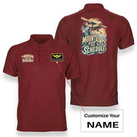 Thumbnail for SIGNAL 643 - The Mountains Keep No Schedule - Double-Side Polo design on red double side polo with custom name badge