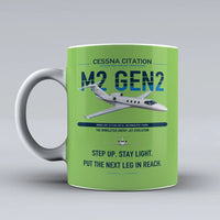 Thumbnail for Cessna Citation M2 Gen2 design on light green ceramic mug, double-side print