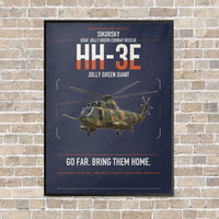 Thumbnail for Sikorsky HH-3E Jolly Green Giant vertical canvas print - framed - navy blue background