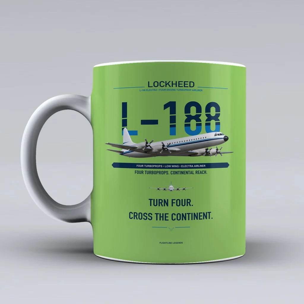 L-188 Electra Mug design on light green lockheed