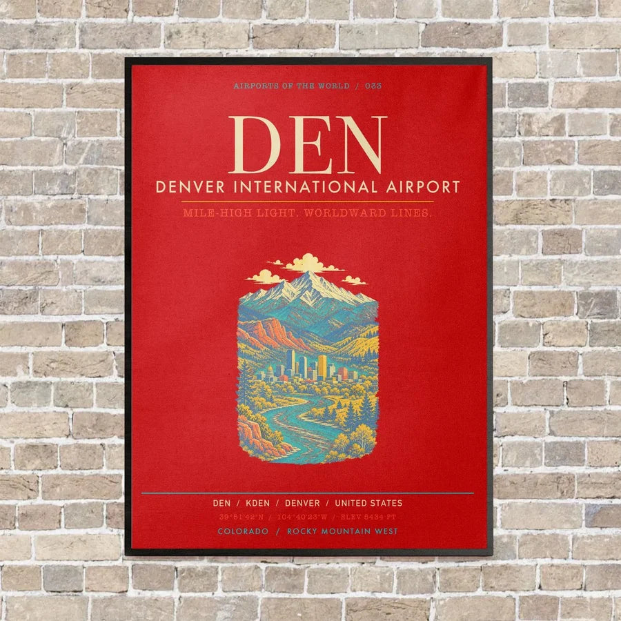Denver International Airport DEN - Canvas Framed - Red