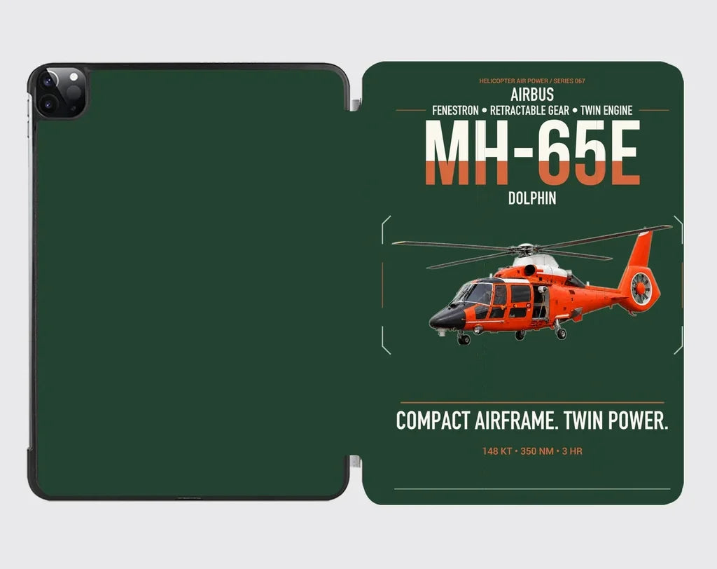 Airbus MH-65E Dolphin design on dark green ipad tablet case