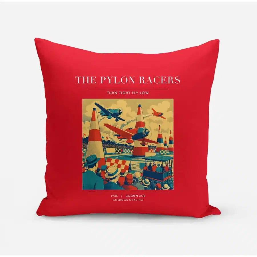 VINTAGE G4046 - The Pylon Racers - Designed Pillows design on red