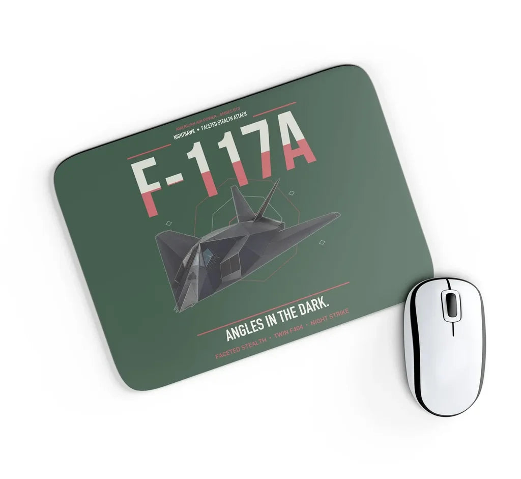 F-117A Nighthawk design on dark green rectangle mouse pad