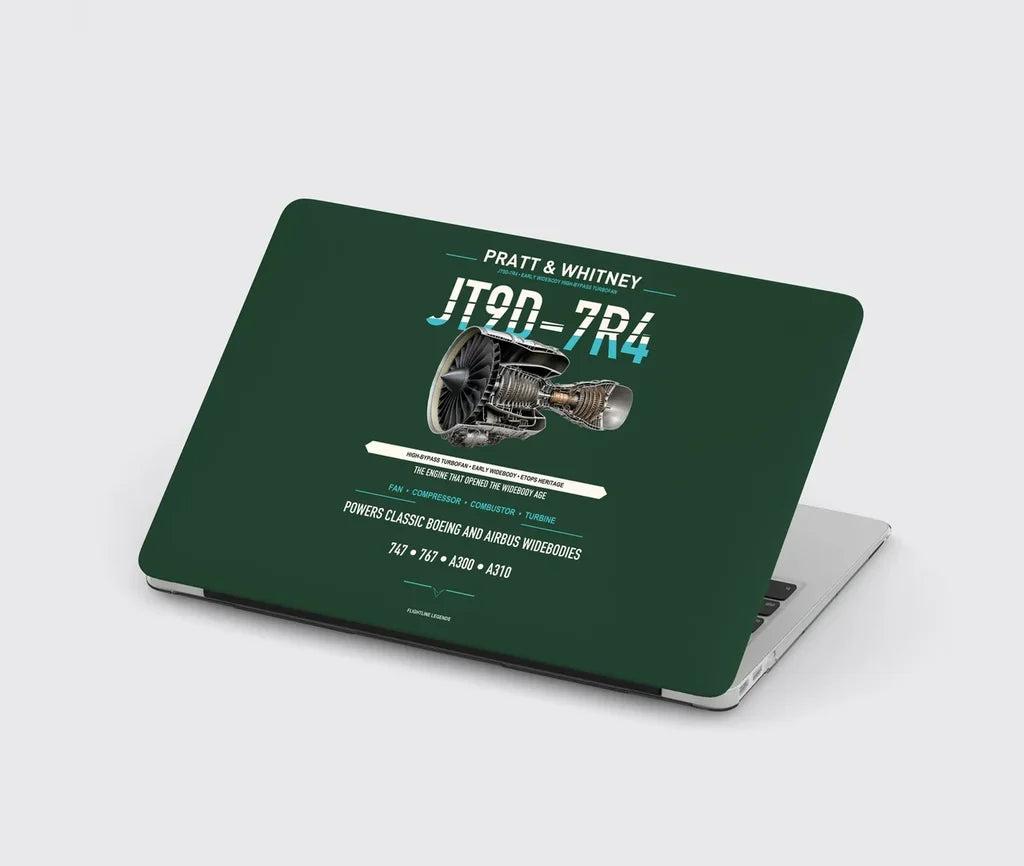 JT9D-7R4 design on dark green MacBook case