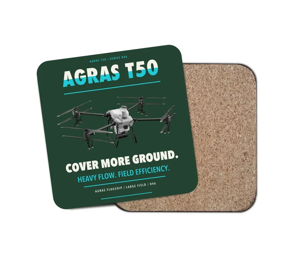 DJI Agras T50 design on dark green 1 piece coaster