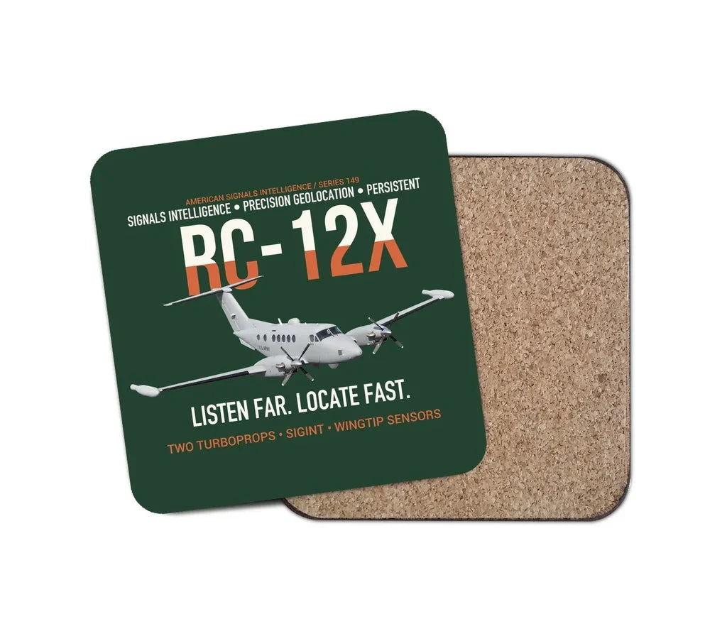 RC-12X Guardrail Signals From Above design on dark green 1 piece coaster