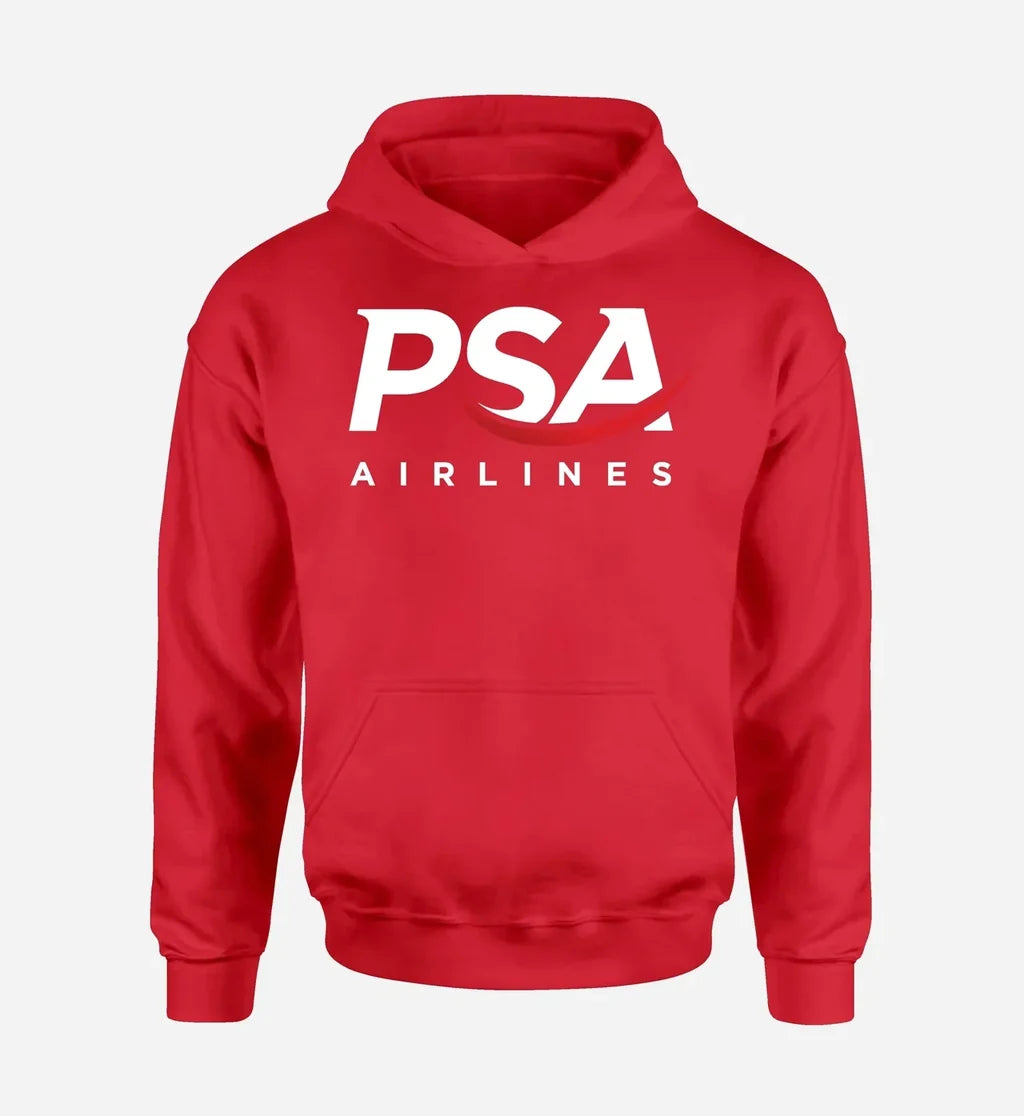 PSA Airlines logo printed on red hoodie