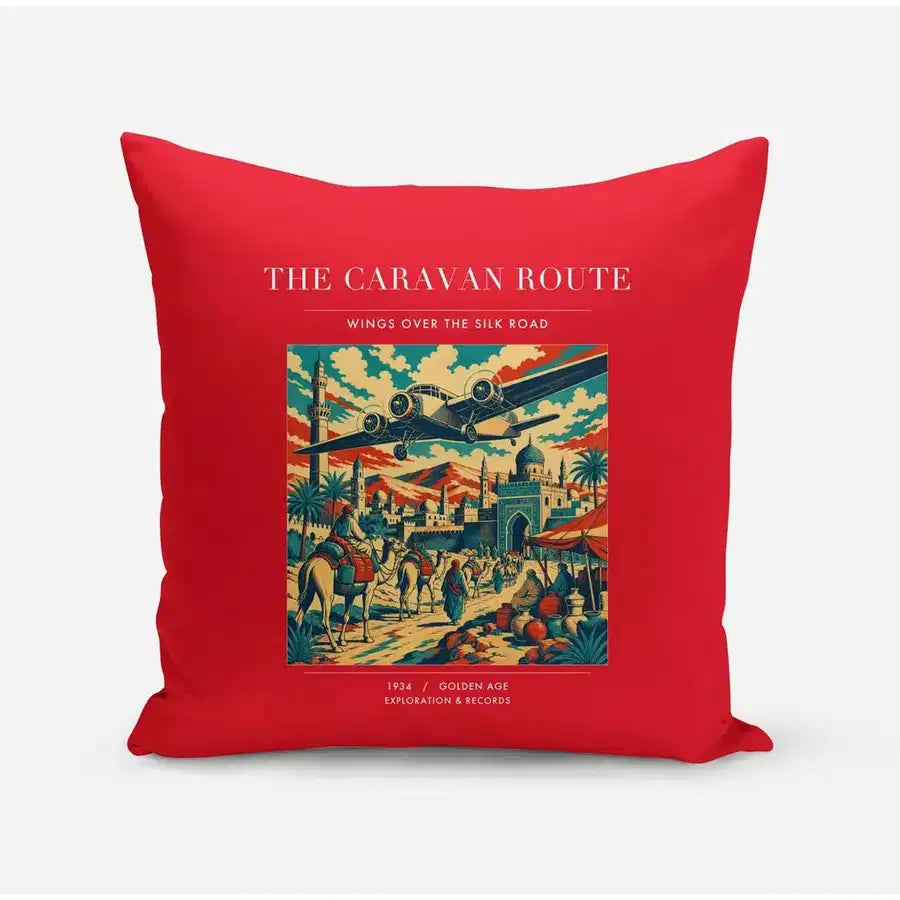 VINTAGE G4040 - The Caravan Route - Designed Pillows design on red