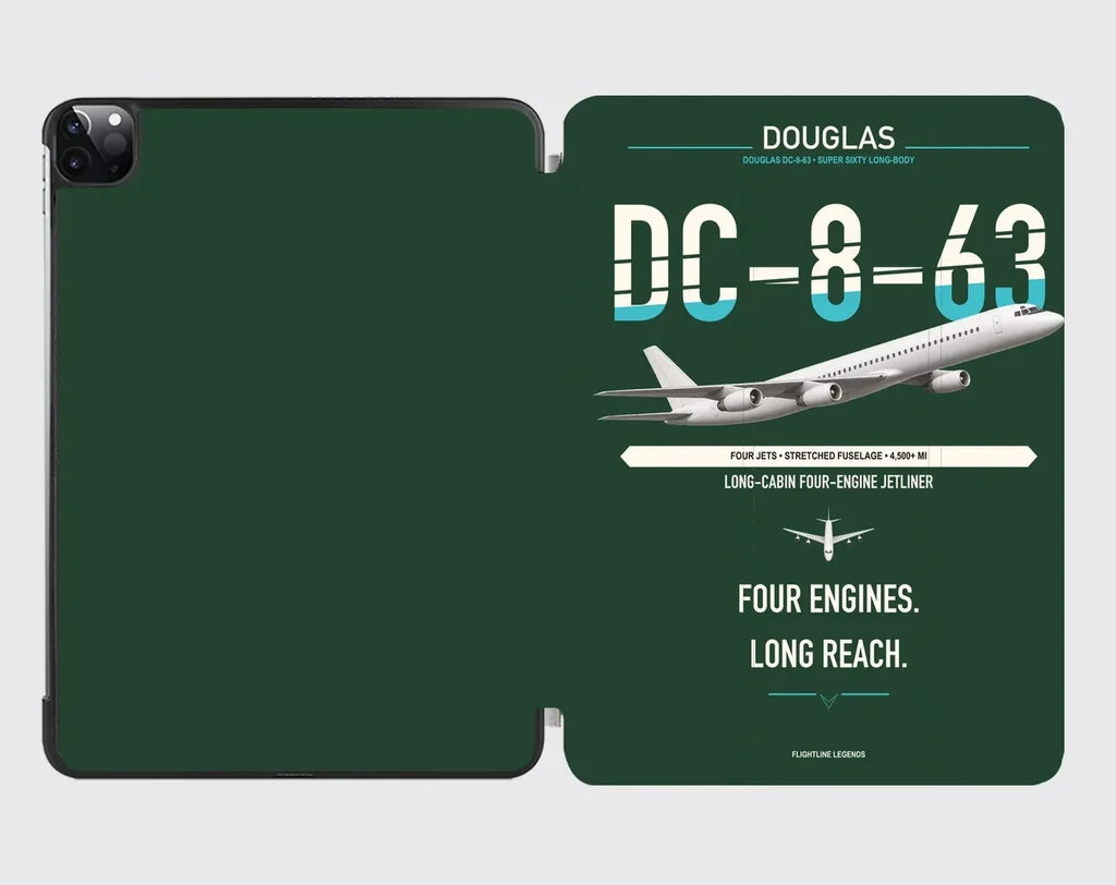 Douglas DC-8-63 design on dark green ipad tablet case