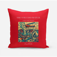 Thumbnail for VINTAGE G4042 - The Volcano Watch - Designed Pillows design on red