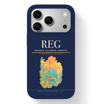Thumbnail for Reggio Calabria Airport (REG) design on navy blue iPhone 17 Pro MagSafe case