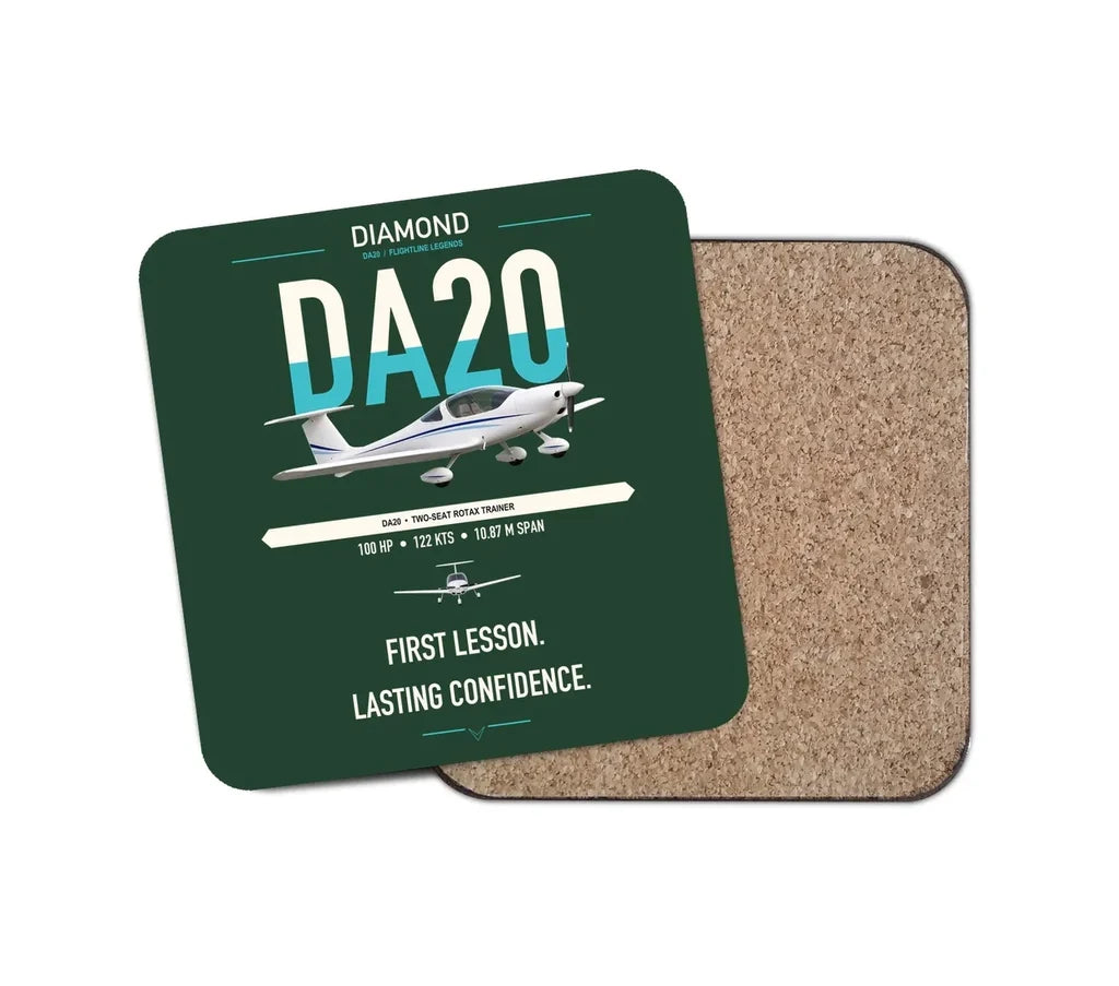Diamond DA20 design on dark green 1 piece coaster