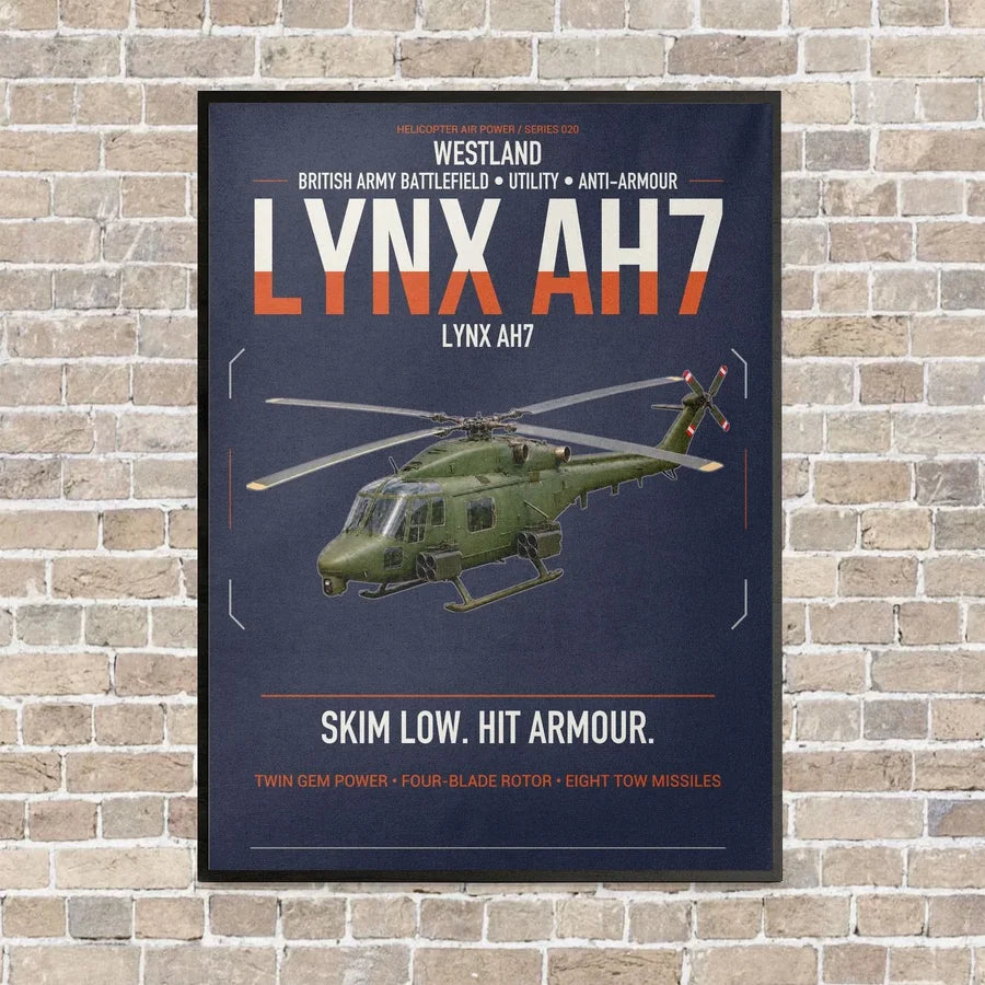 Westland Lynx AH7 vertical canvas print - framed - navy blue background