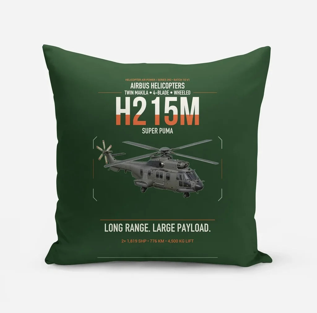 Airbus H215M design on dark green pillow