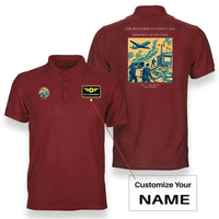 Thumbnail for VINTAGE G4288 - The Weather Station Call - Double-Side Polo T-Shirt design on red+name
