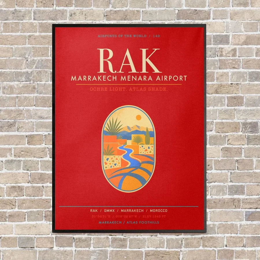 Marrakech Menara Airport RAK - Canvas Framed - Red