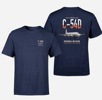 Thumbnail for C-54D Skymaster design on navy blue double-side t-shirt, double-side print