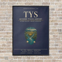 Thumbnail for McGhee Tyson Airport Knoxville TYS vertical canvas print - framed - navy blue background