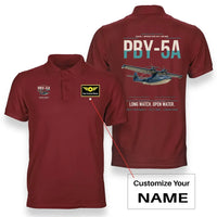 Thumbnail for PBY-5A Catalina design on red+name double-side polo t-shirt, double-side print