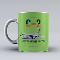 Thumbnail for Kawasaki C-2 design on light green ceramic mug, double-side print