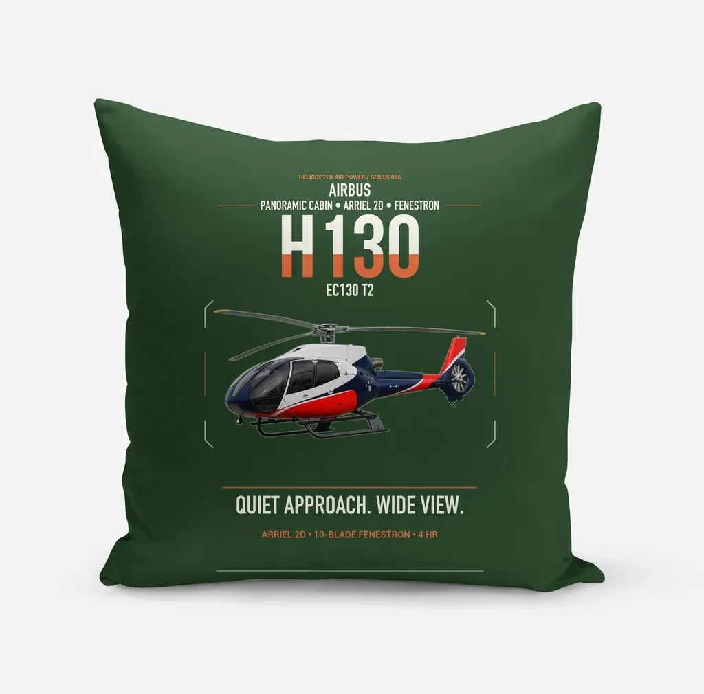Airbus H130 design on dark green pillow