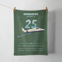 Thumbnail for Bombardier Learjet 25 design on dark green towel