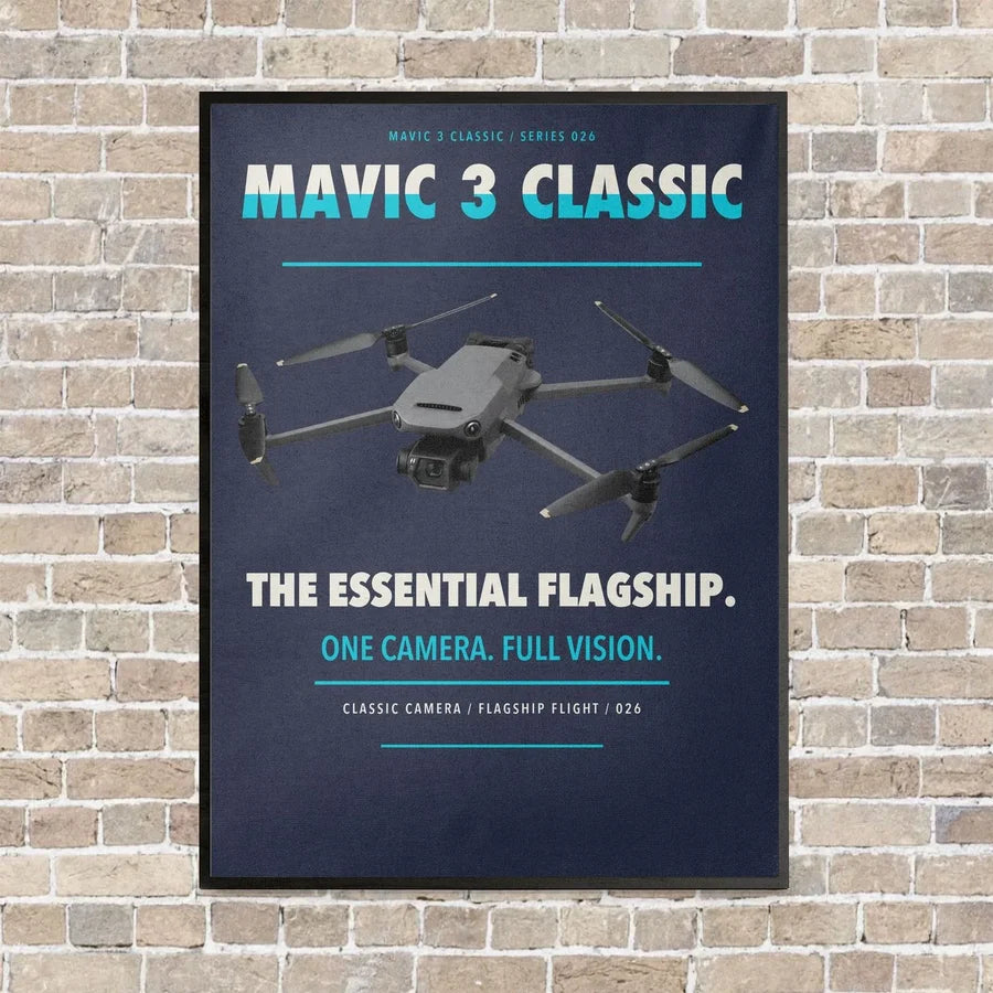 DJI Mavic 3 Classic vertical canvas print - framed - navy blue background