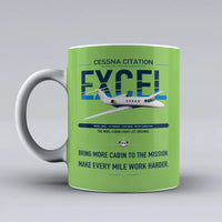 Thumbnail for Cessna Citation Excel design on light green ceramic mug, double-side print