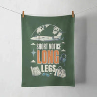 Thumbnail for Short Notice Long Legs design on dark green towel