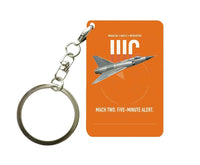 Thumbnail for Dassault Mirage IIIC design on orange designed key chain, double-side print