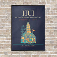 Thumbnail for Phu Bai International Airport HUI — Hue vertical canvas print - framed - navy blue background