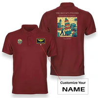 Thumbnail for VINTAGE G4379 - The Skycap's Pyramid - Double-Side Polo T-Shirt design on red+name