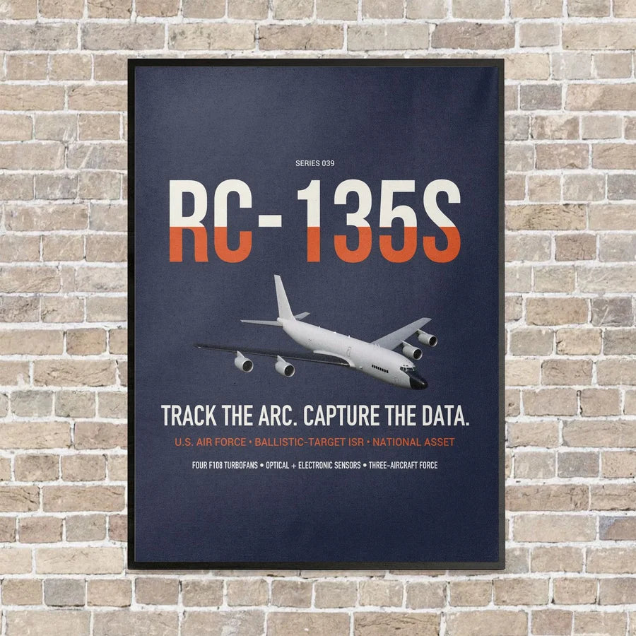 RC-135S Cobra Ball vertical canvas print - framed - navy blue background