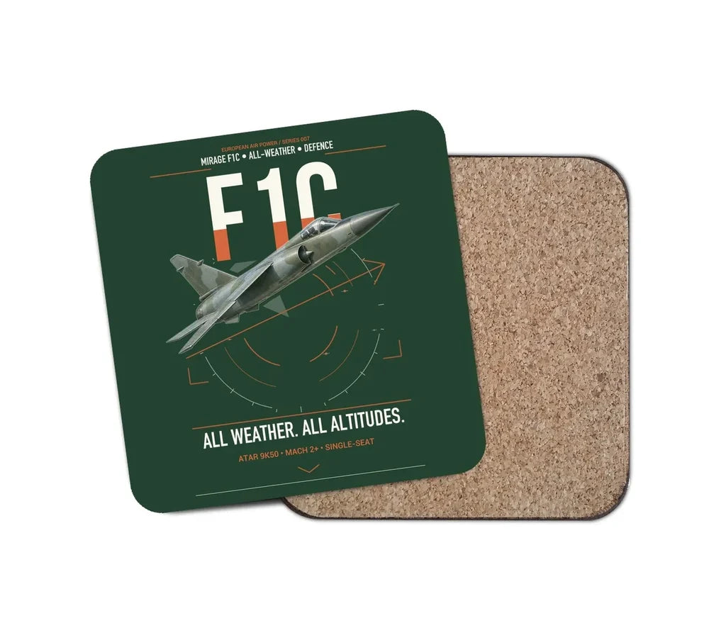 Dassault Mirage F1C design on dark green 1 piece coaster