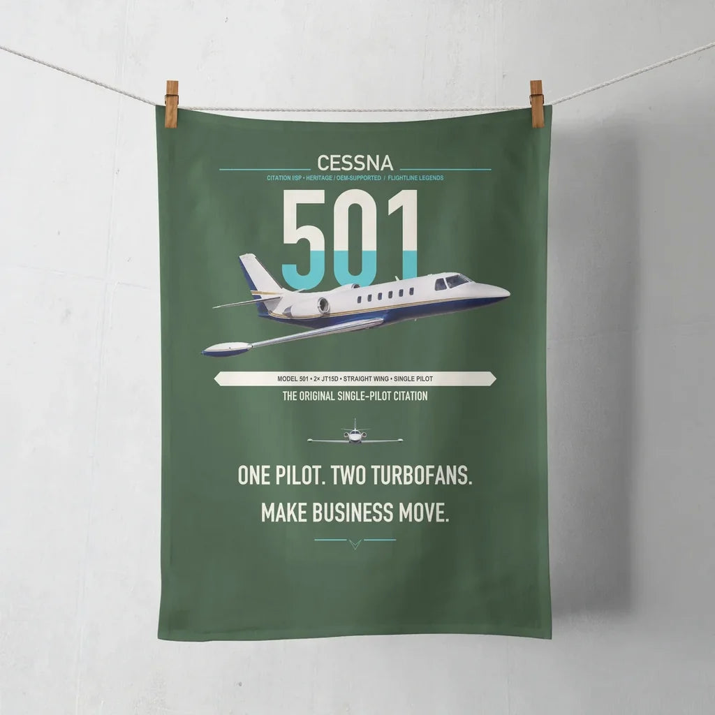 Cessna 501 Citation I SP design on dark green towel