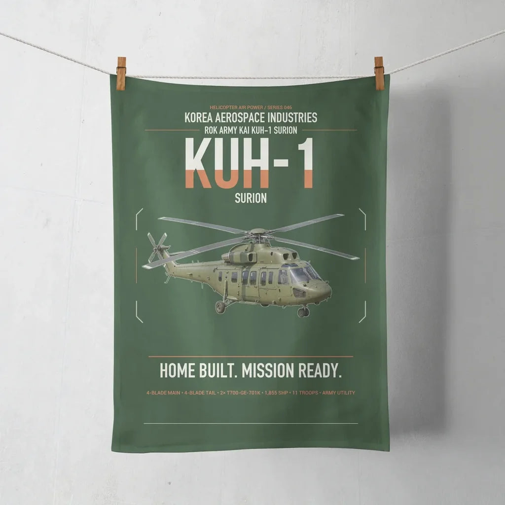 Korea Aerospace Industries KUH-1 Surion design on dark green towel