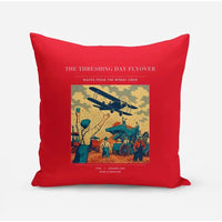 Thumbnail for VINTAGE G4389 - The Threshing Day Flyover - Designed Pillows design on red
