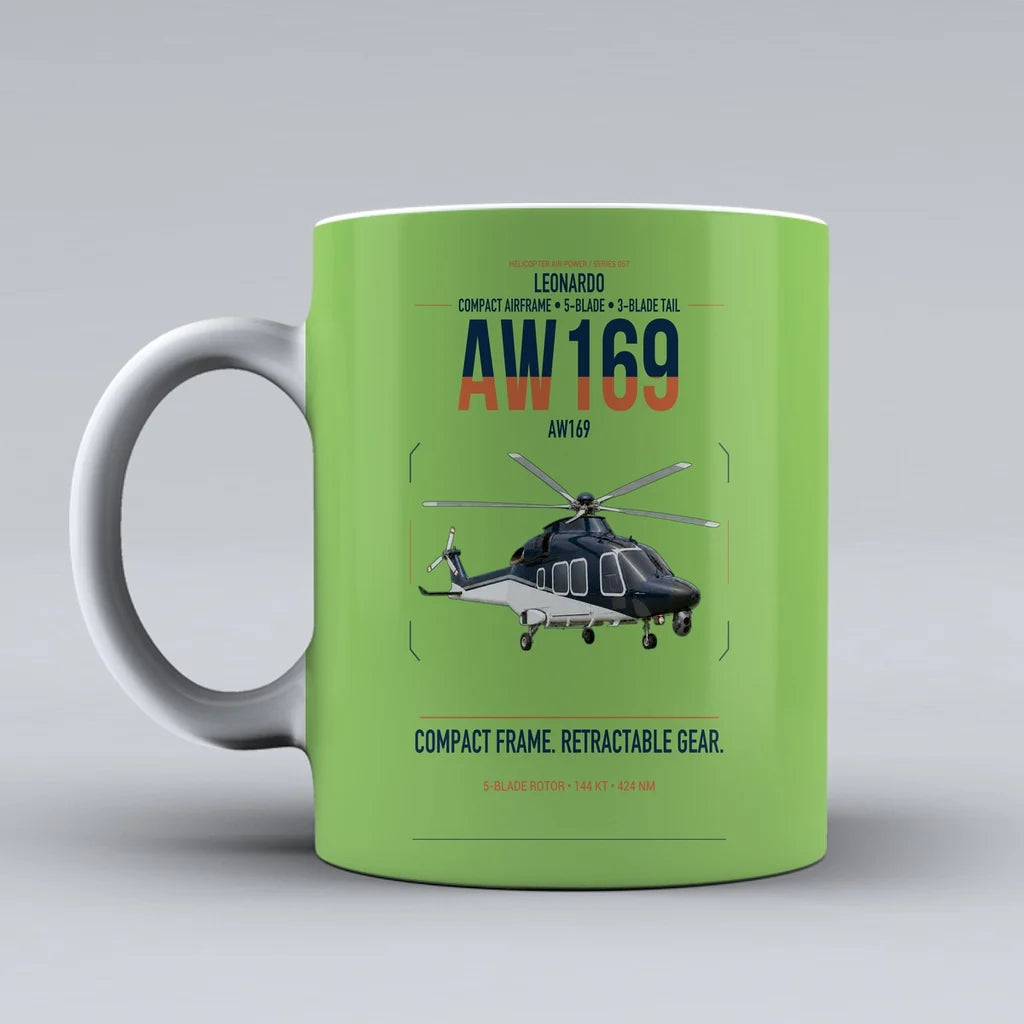 Leonardo AW169 design on light green ceramic mug, double-side print
