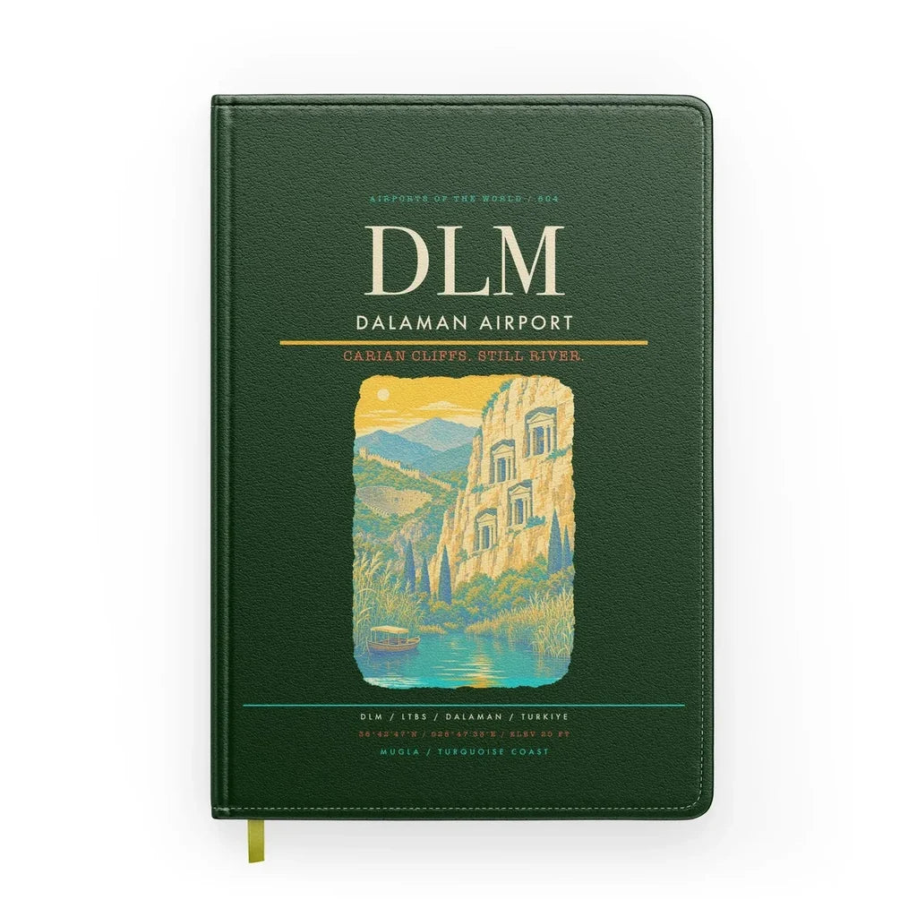 Dalaman Airport (DLM) design on dark green notebook