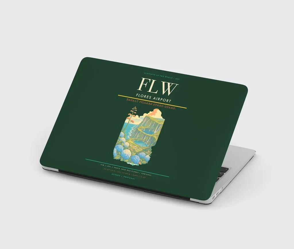 Flores Airport (FLW) design on dark green MacBook case