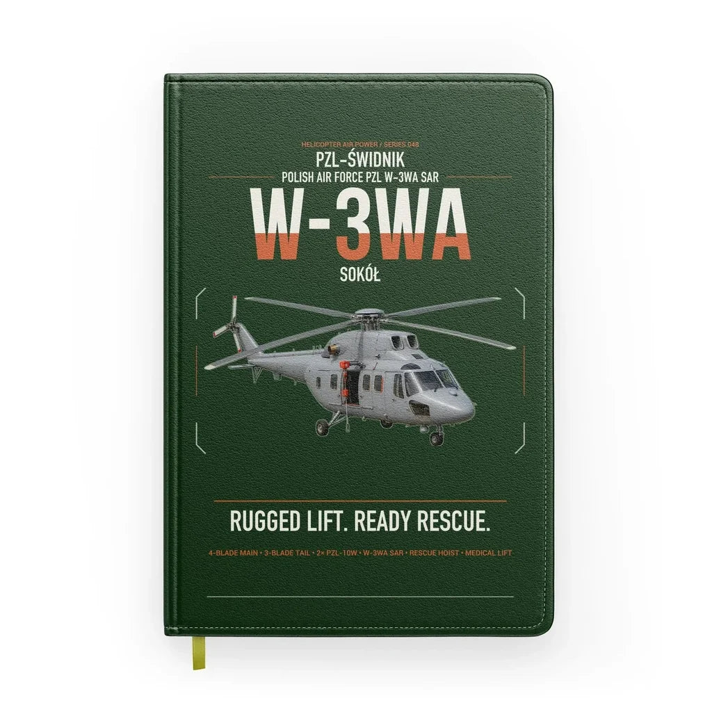 PZL-Świdnik W-3WA Sokół design on dark green notebook