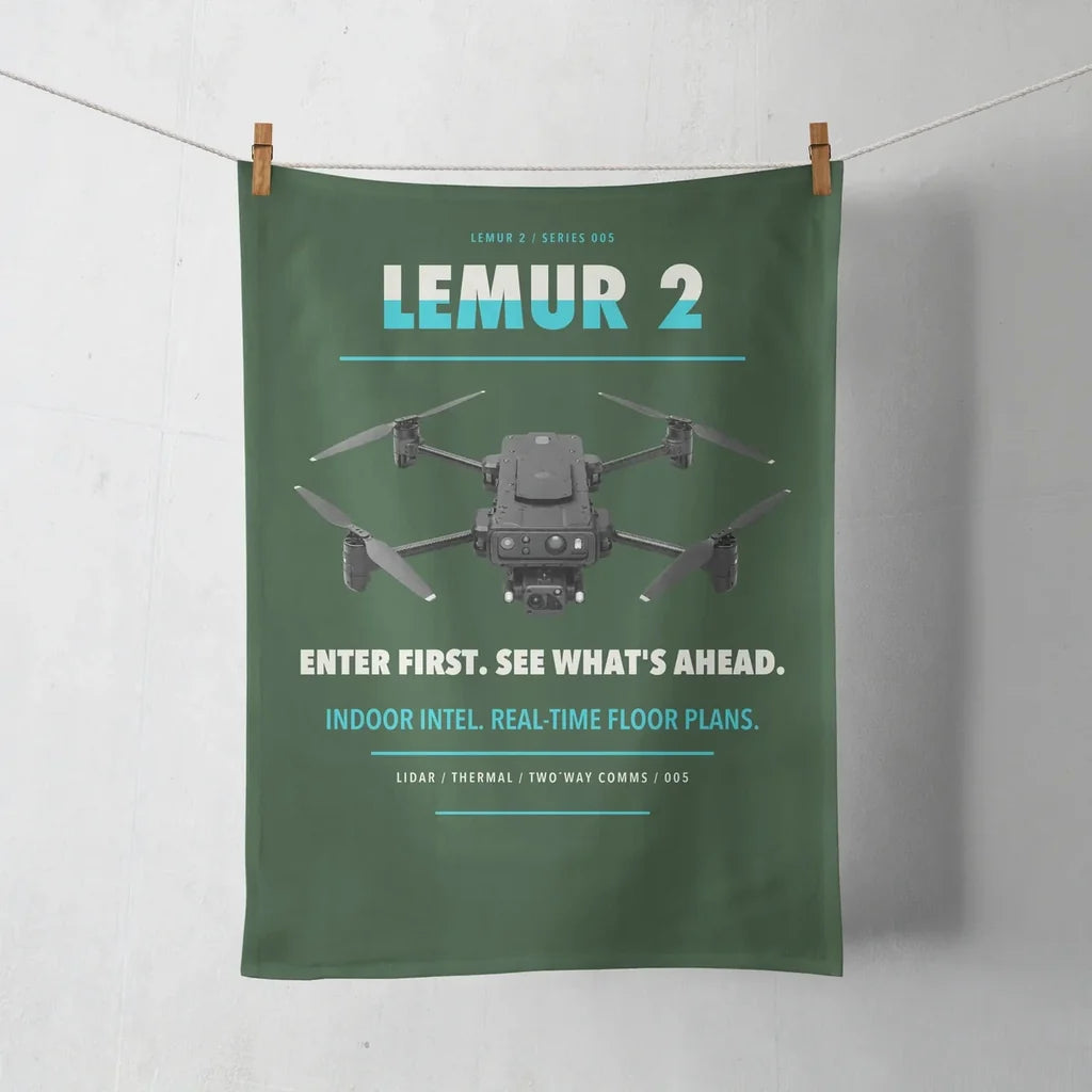BRINC LEMUR 2 design on dark green towel