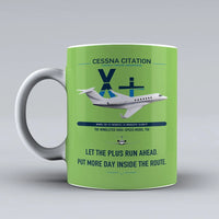 Thumbnail for Cessna Citation X+ design on light green ceramic mug, double-side print