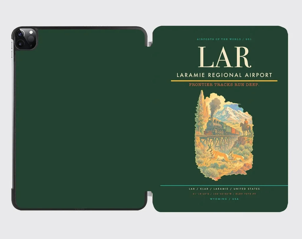 Laramie Regional Airport (LAR) design on dark green ipad tablet case