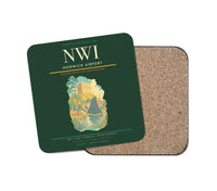 Thumbnail for Norwich Airport (NWI) design on dark green 1 piece coaster