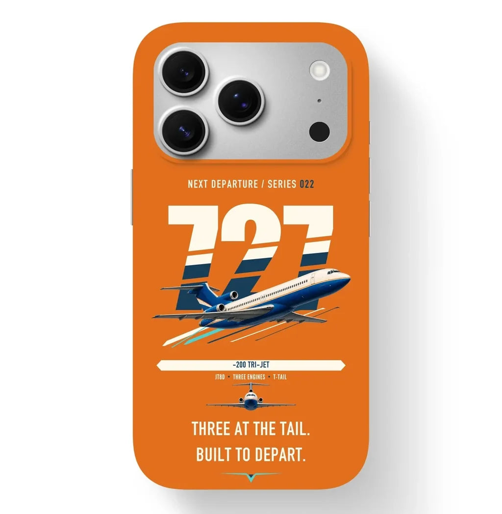 Boeing 727-200 design on orange magsafe iphone case