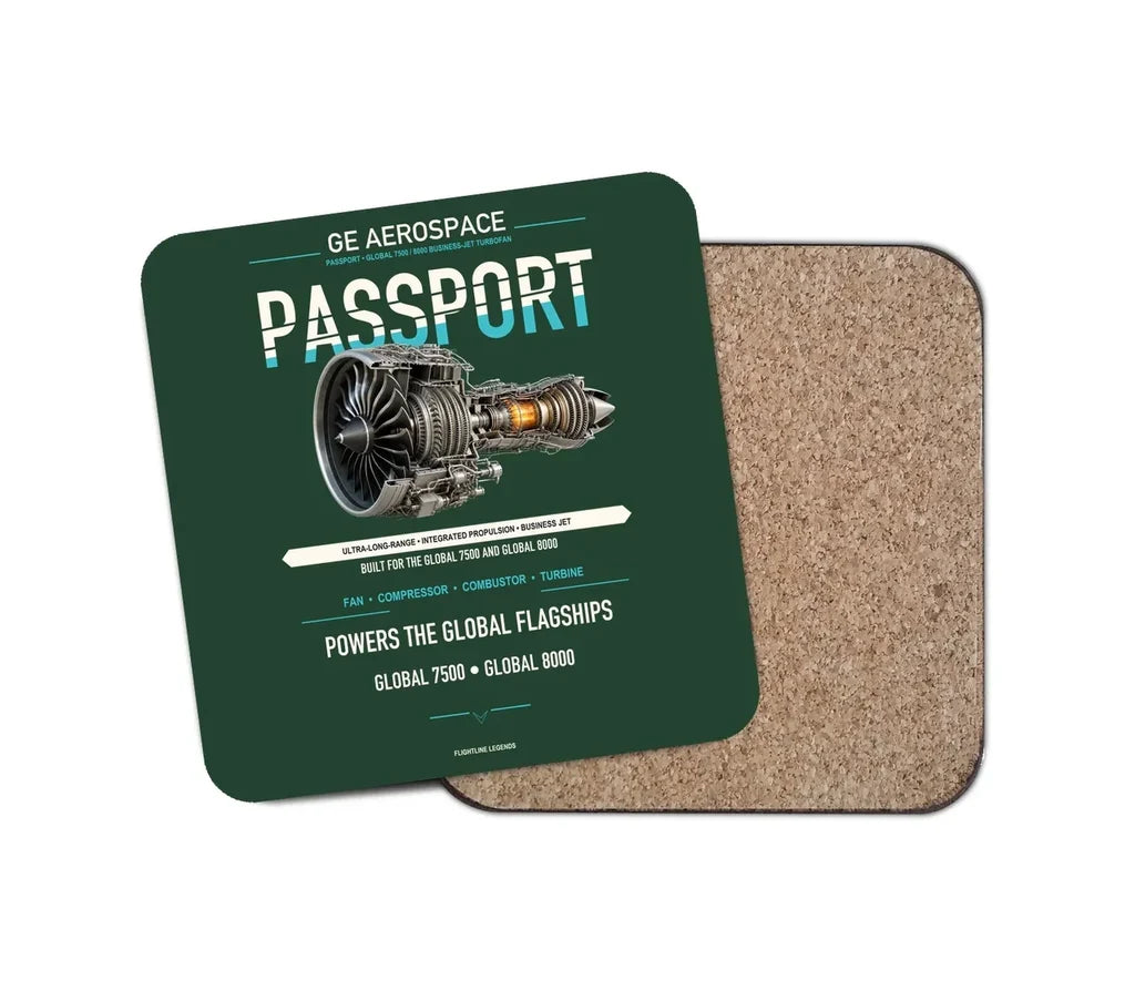Embraer ERJ145 design on dark green 1 piece coaster