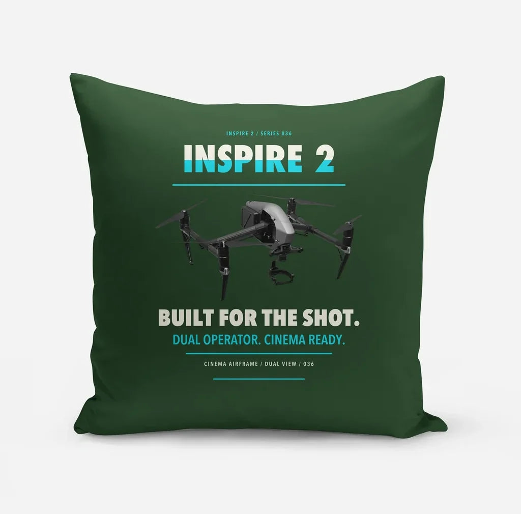 DJI Inspire 2 design on dark green pillow