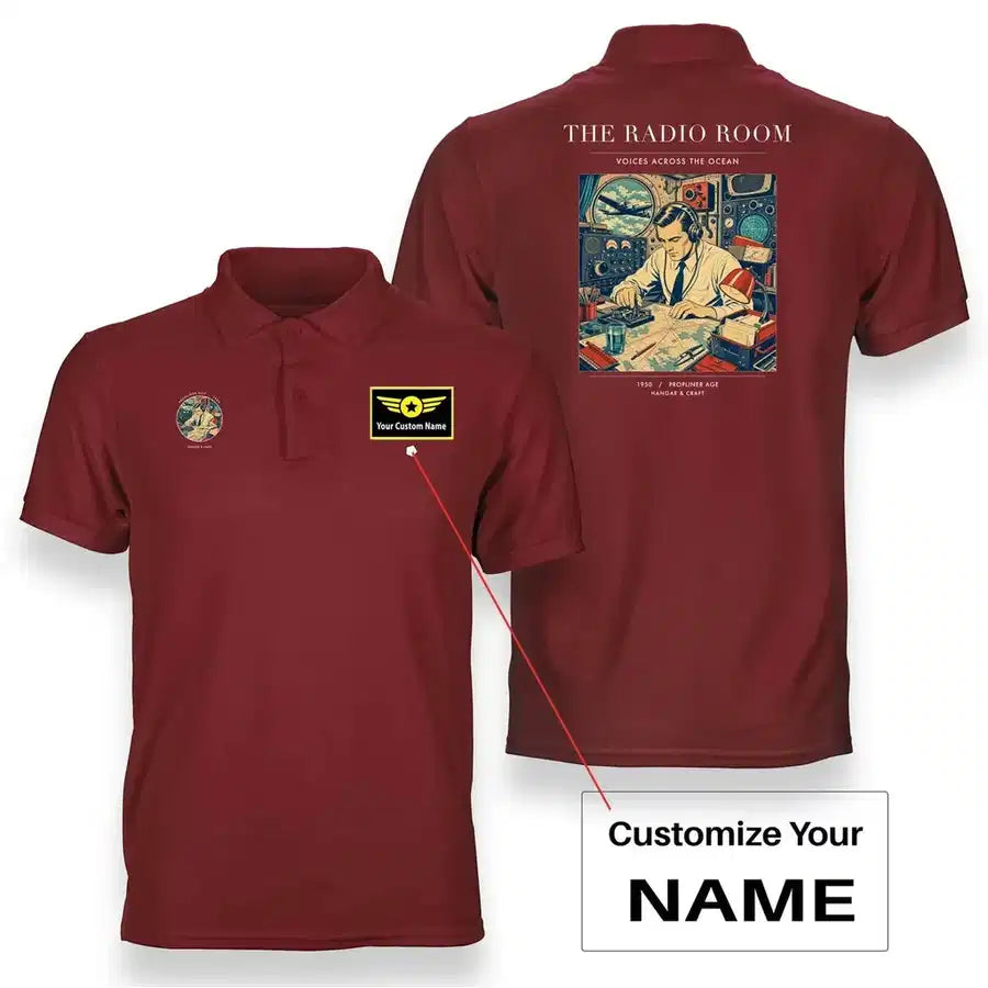 VINTAGE G4106 - The Radio Room - Double-Side Polo T-Shirt design on red+name